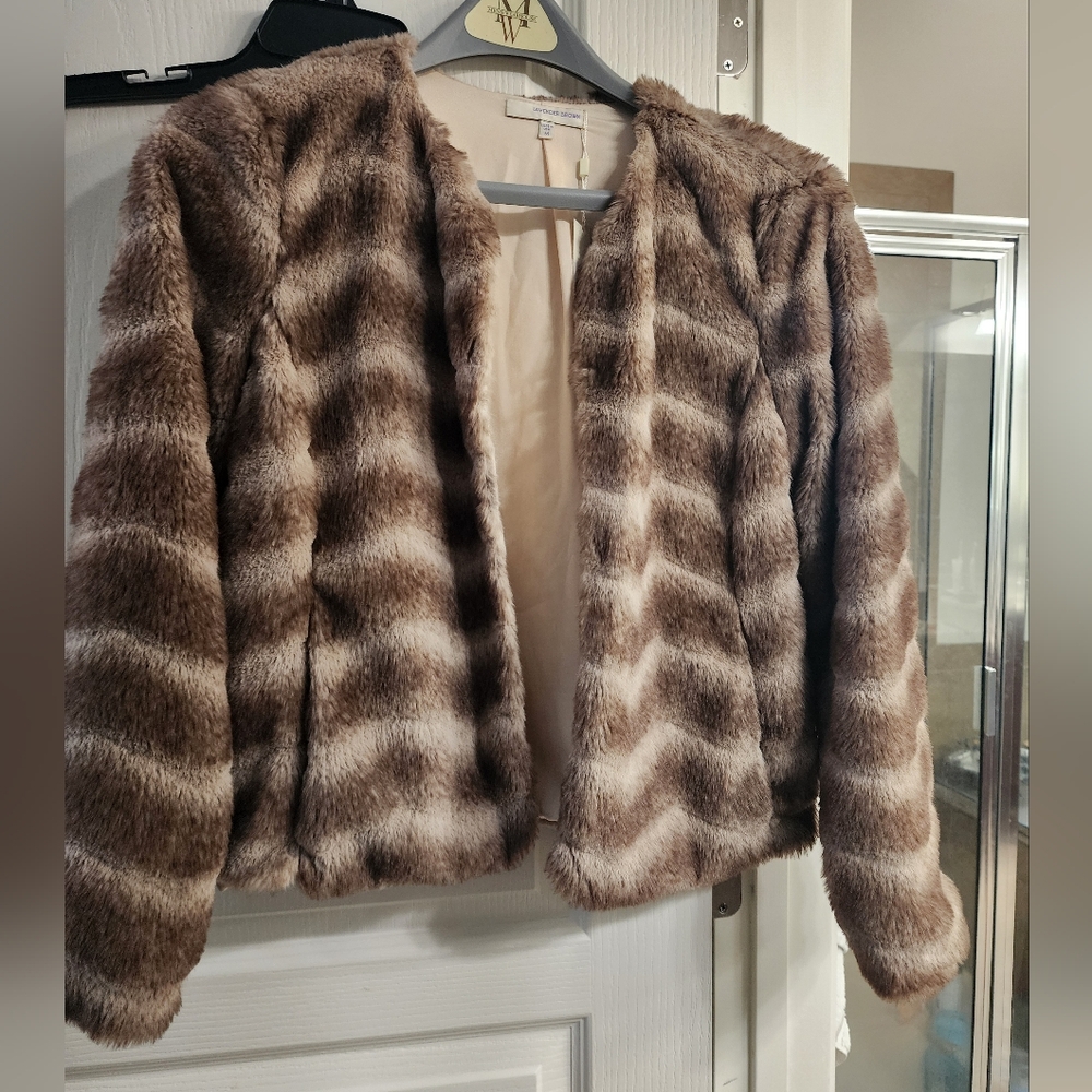 Striped Faux Fur Jacket